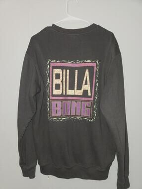 Billabong CHARCOAL GRAY Graphic Crewneck Sweatshirt MENS SIZE LARGE